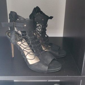 Black strapped heels